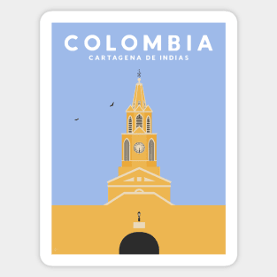 Cartagena, Colombia Clock Tower Travel Poster Sticker